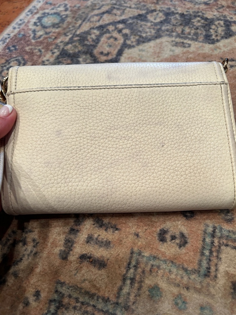 Tory Burch Pebbled Leather Wristlet Wallet in Off-White - Picture 10 of 15